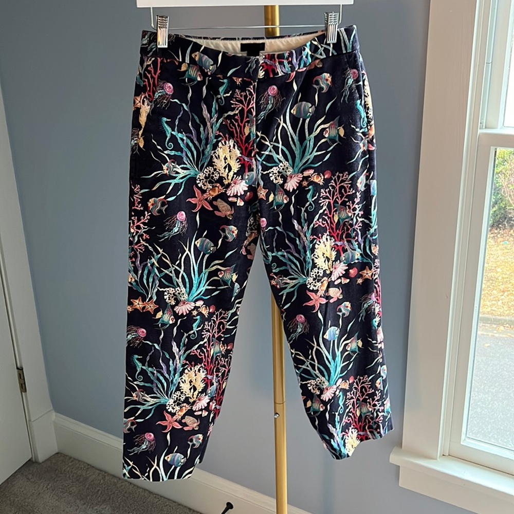 Jcrew navy patterned fish pants